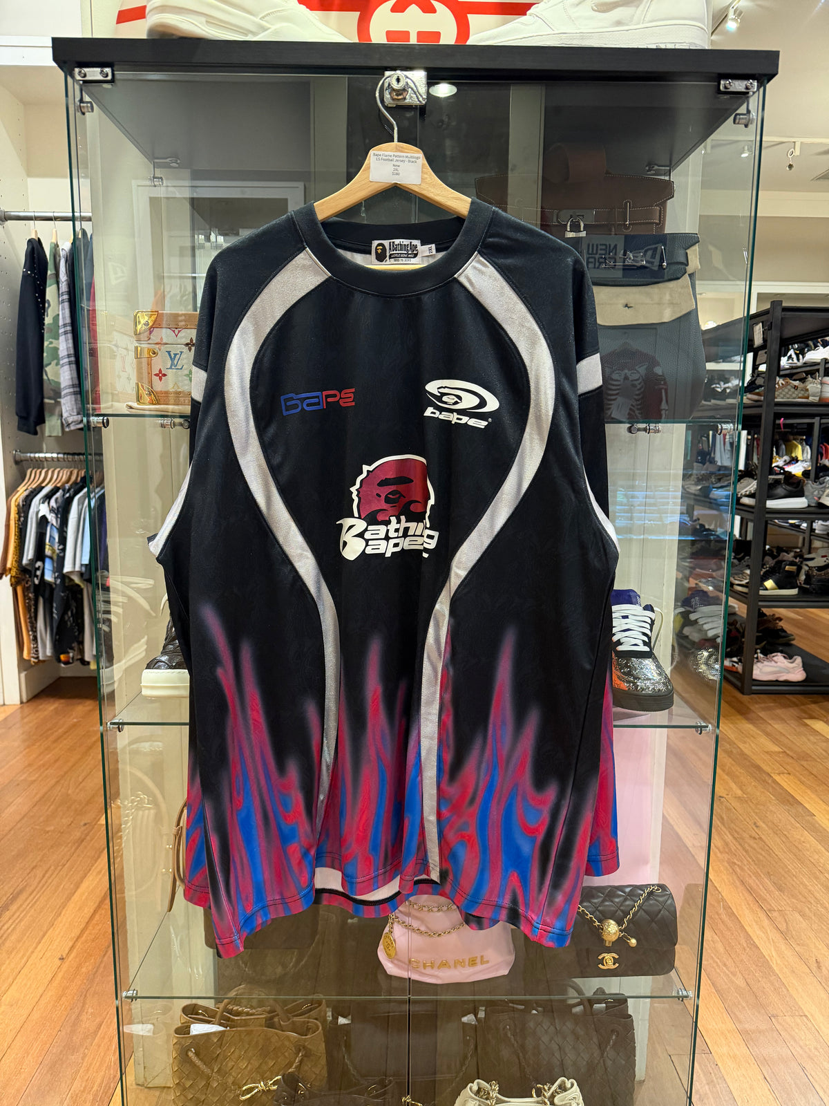 Bape Flame Pattern Multilogo
LS Football Jersey - Black