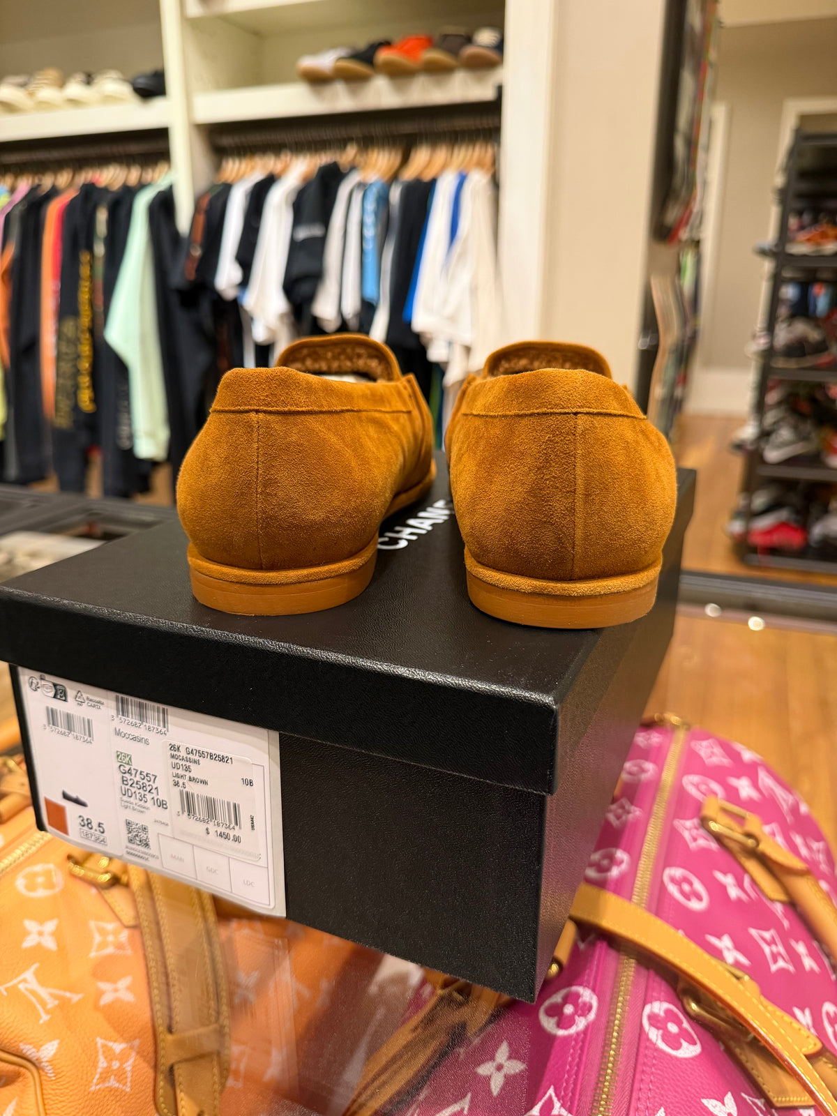 Chanel 26K Tan Suede Mocassins