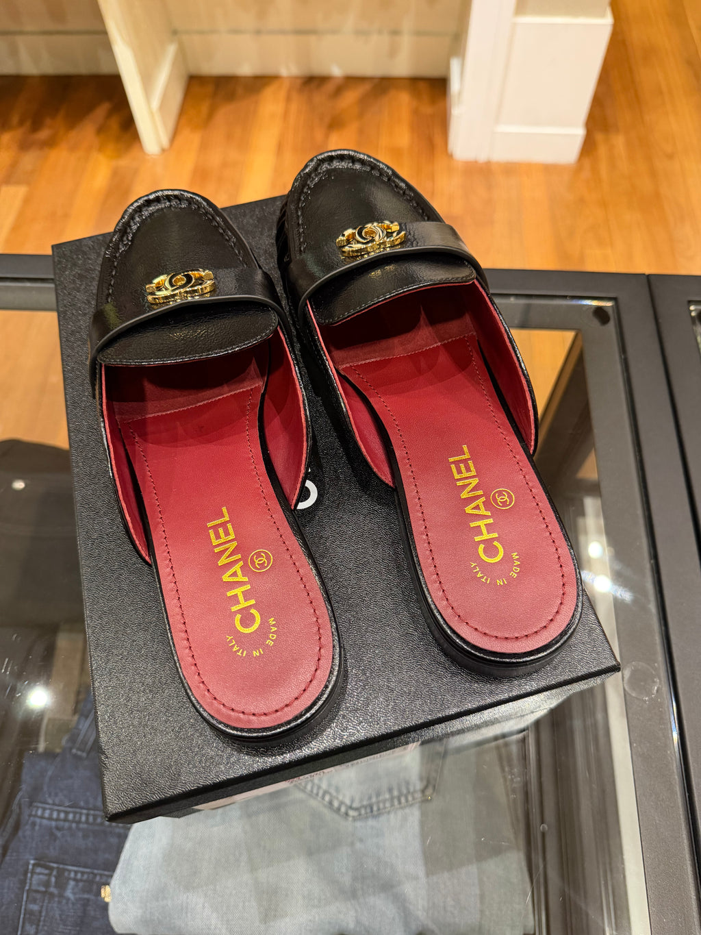 Chanel Shiny Crumpled CC Lambskin Mule - Black