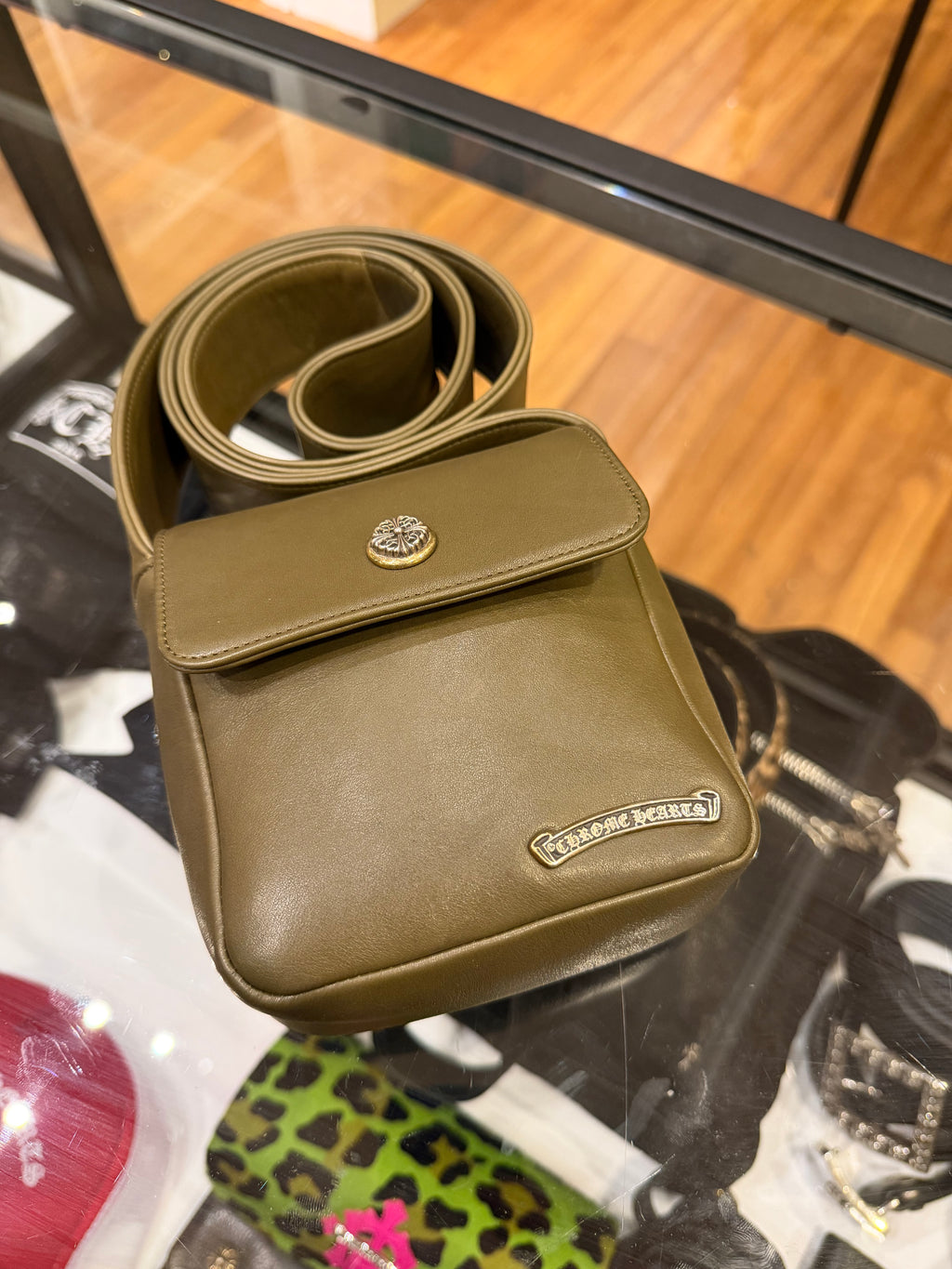 Chrome Hearts Hot Pot Leather Shoulder Bag - Olive
