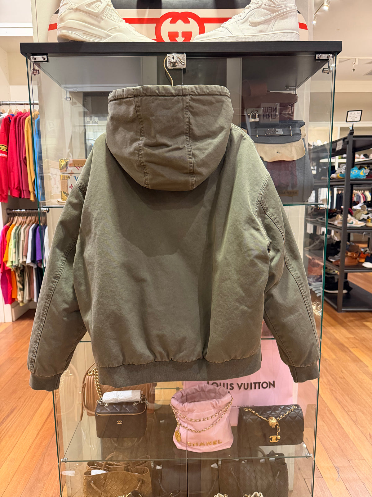 Miu Miu Padded Hooded Work Jacket - Olive Green