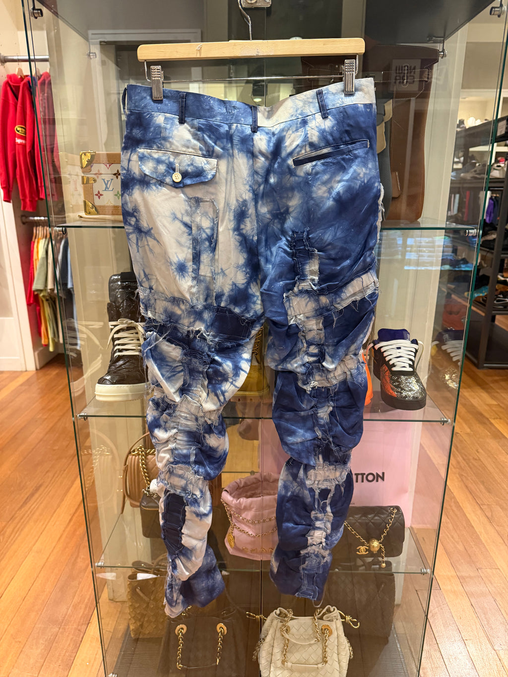 CDG Homme Plus Ruched Tie
Dye Trousers
