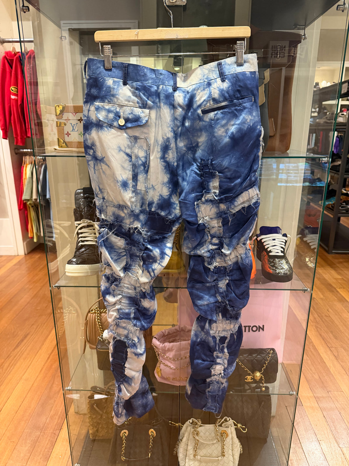 CDG Homme Plus Ruched Tie
Dye Trousers