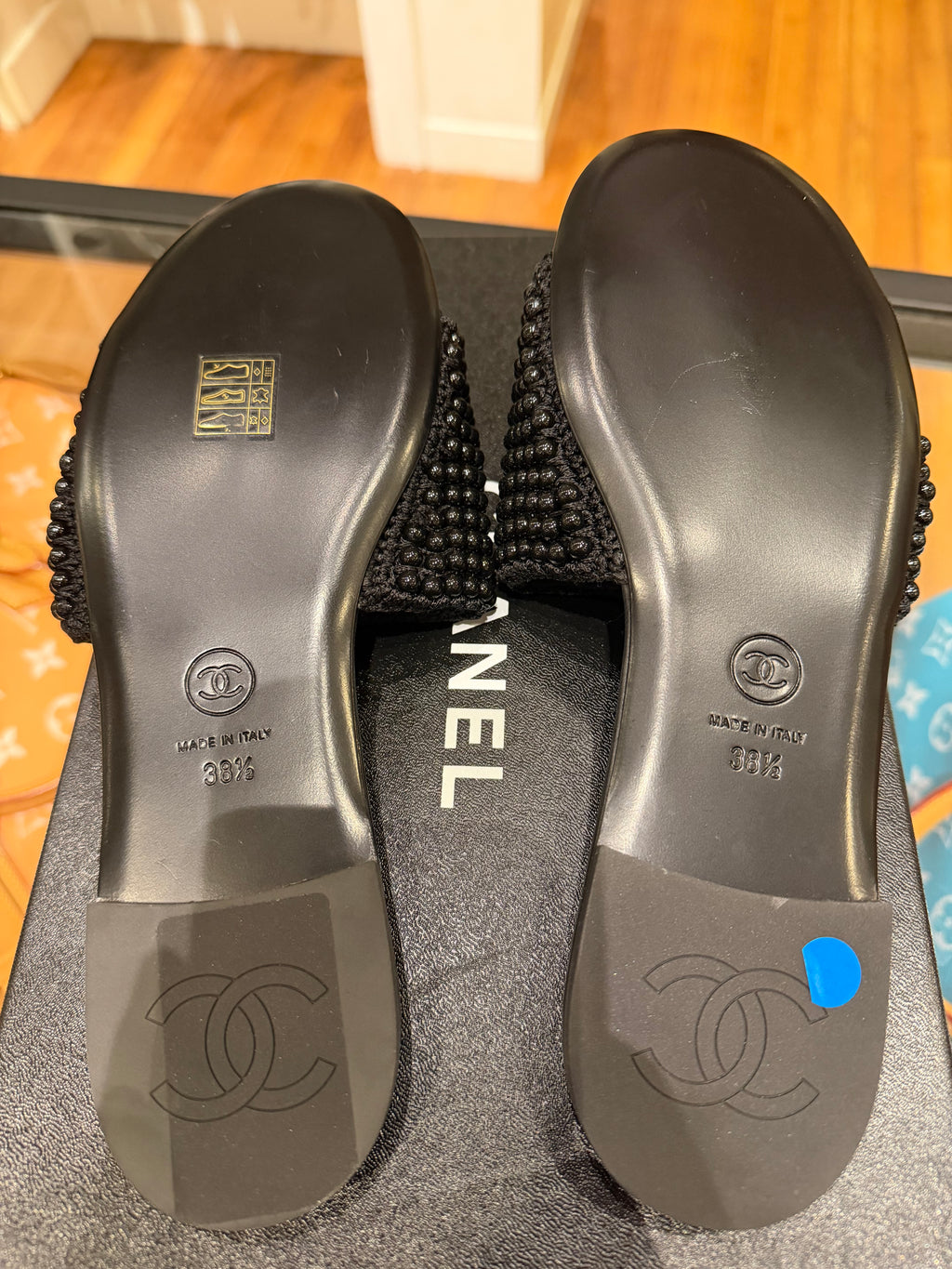 Chanel Pearl Crystal CC Mule Sandals