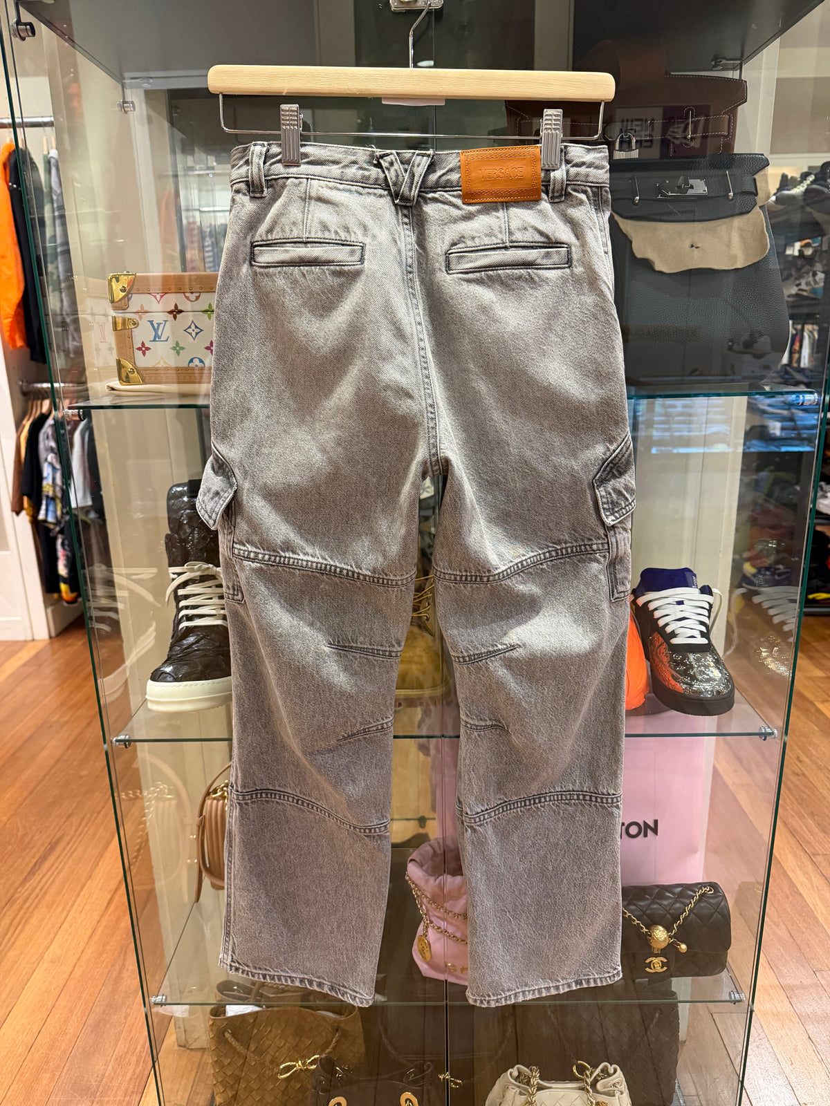 Versace Kids Panelled Straight-Leg Cargo Jeans - Grey