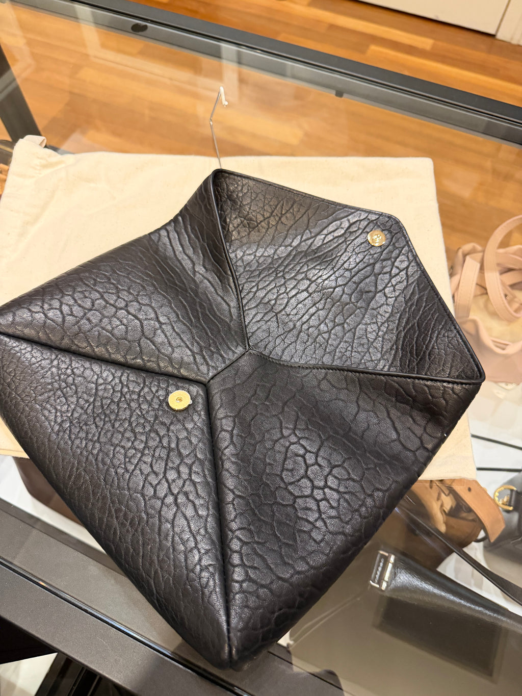 Saint Laurent Paris Envelope Clutch Bag In Engrained Calfskin Leather