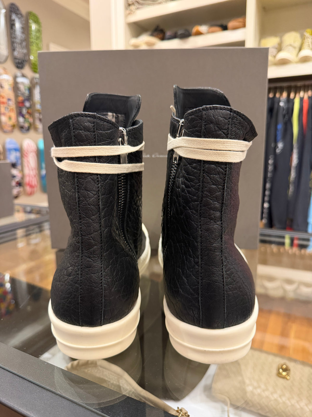Rick Owens Ramone High Top - Pebbled Lambskin Black