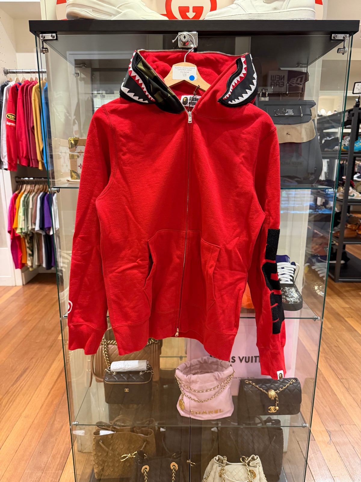 Bape SS22 Detachable Shark Full Zip Hoodie - Red & Green