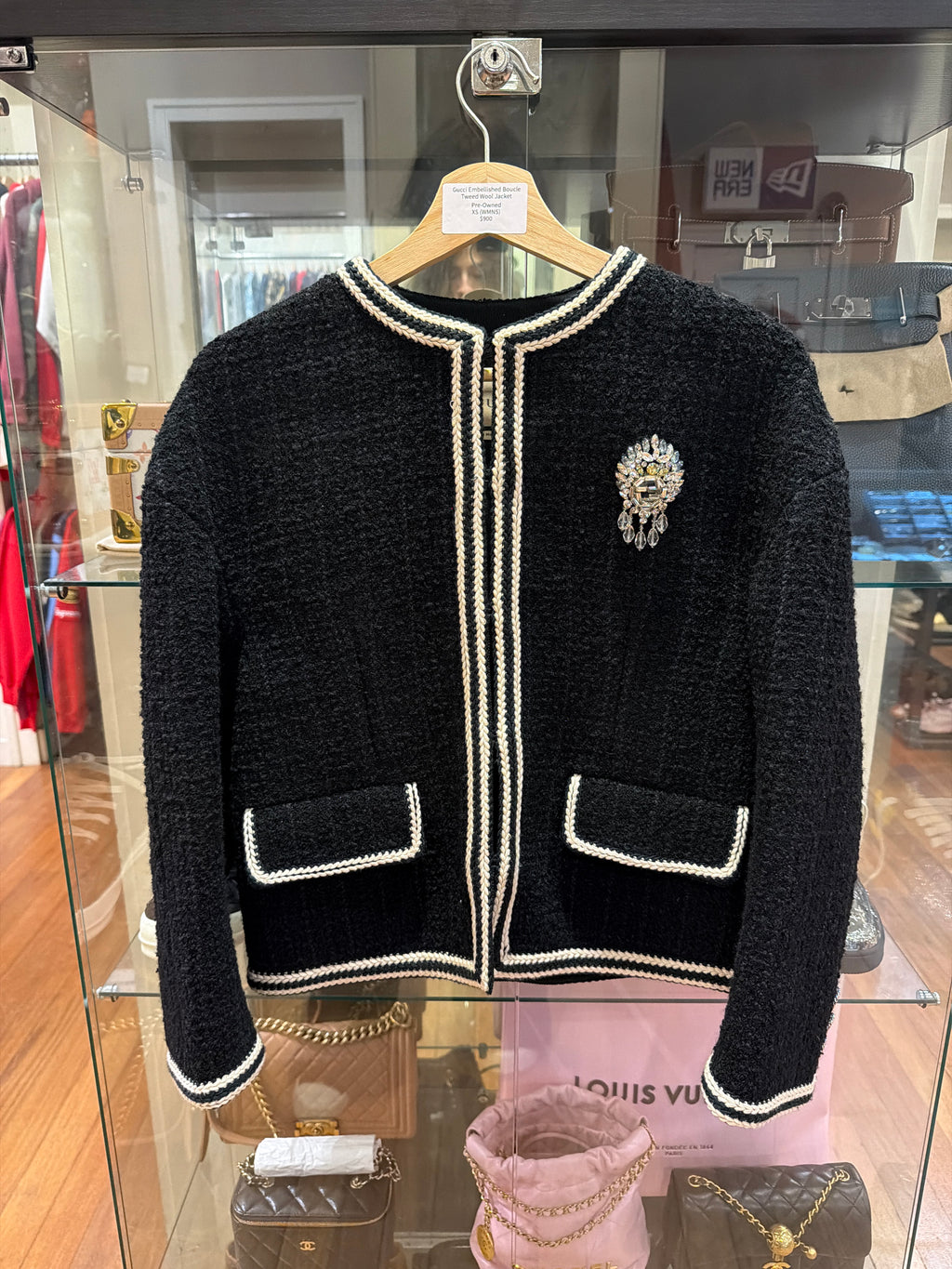Gucci Embellished Buckle Tweed Wool Jacket