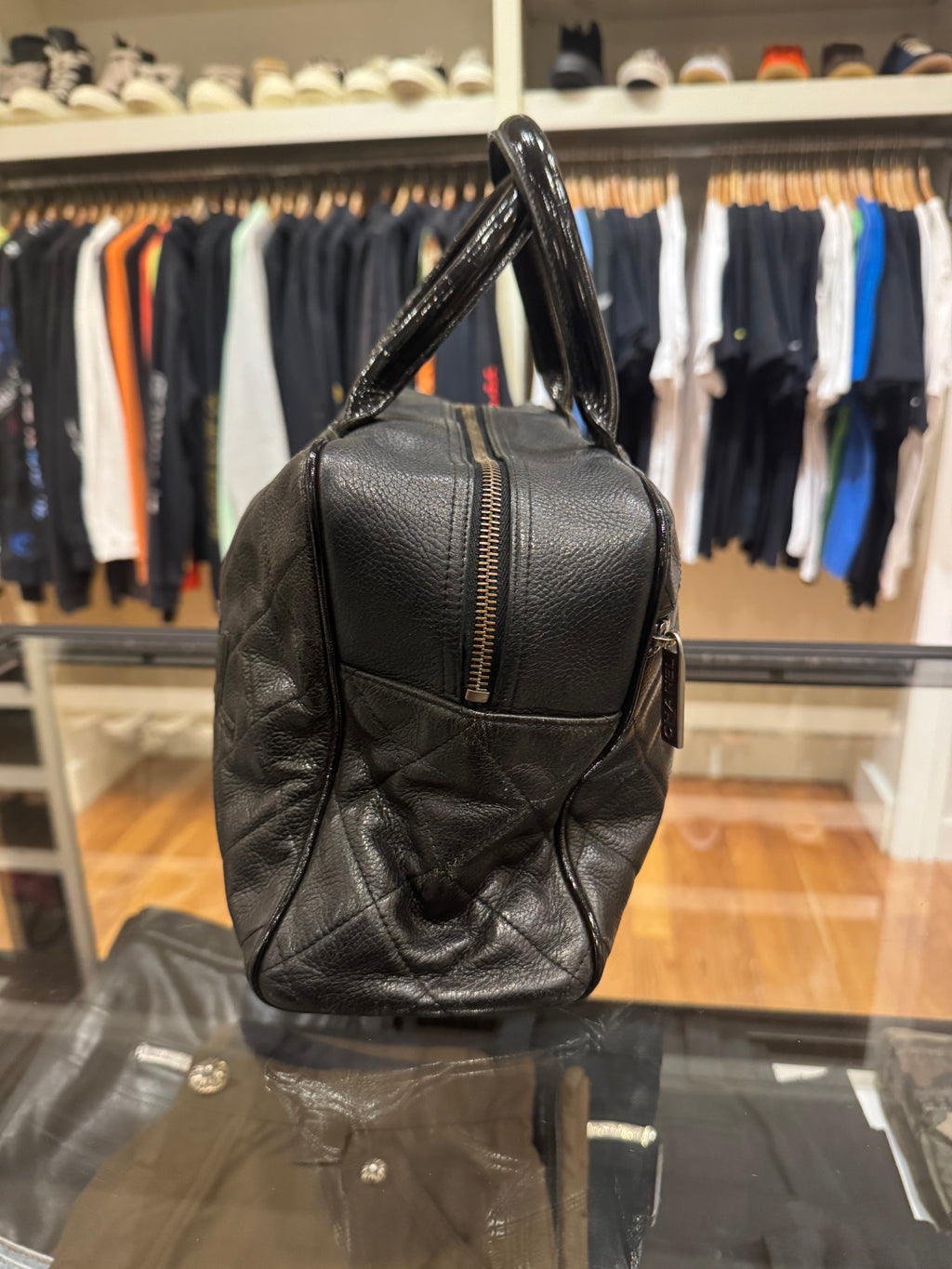 Chanel Small Quilted Logo Bowler Bag