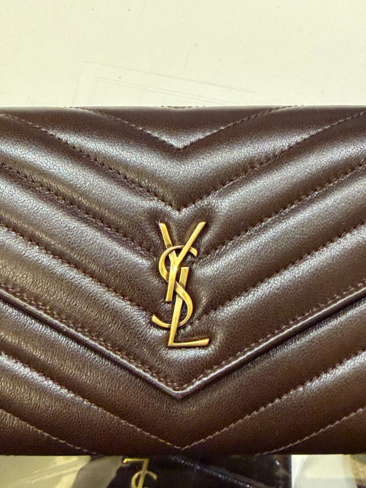 Saint Laurent Cassandre Large Flap Wallet - Brown Lambskin