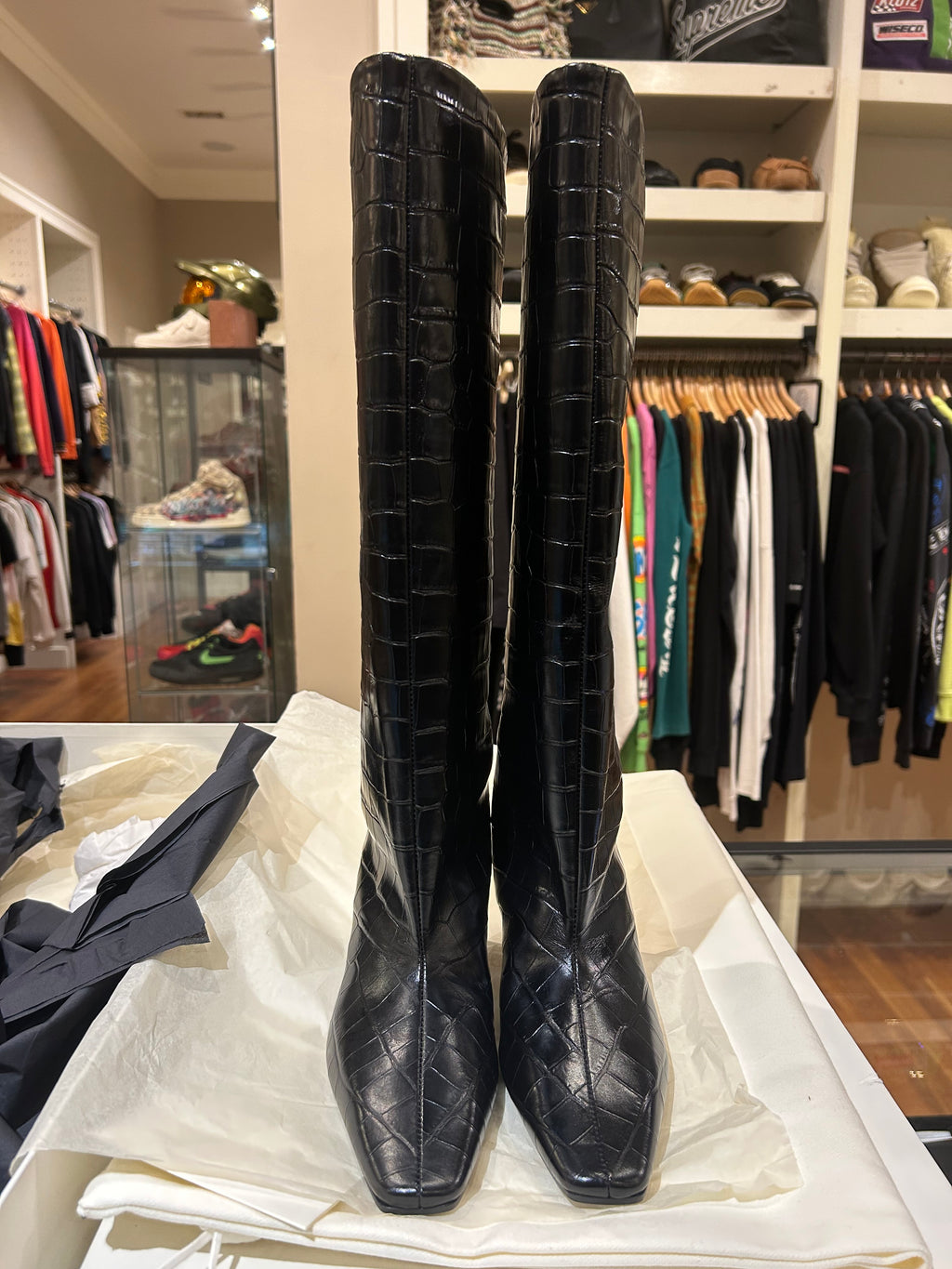 Totems Croc Shaft Boots - Black