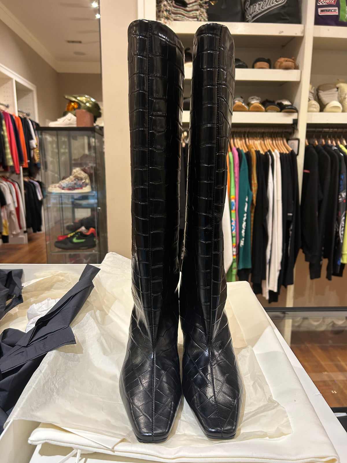 Totems Croc Shaft Boots - Black