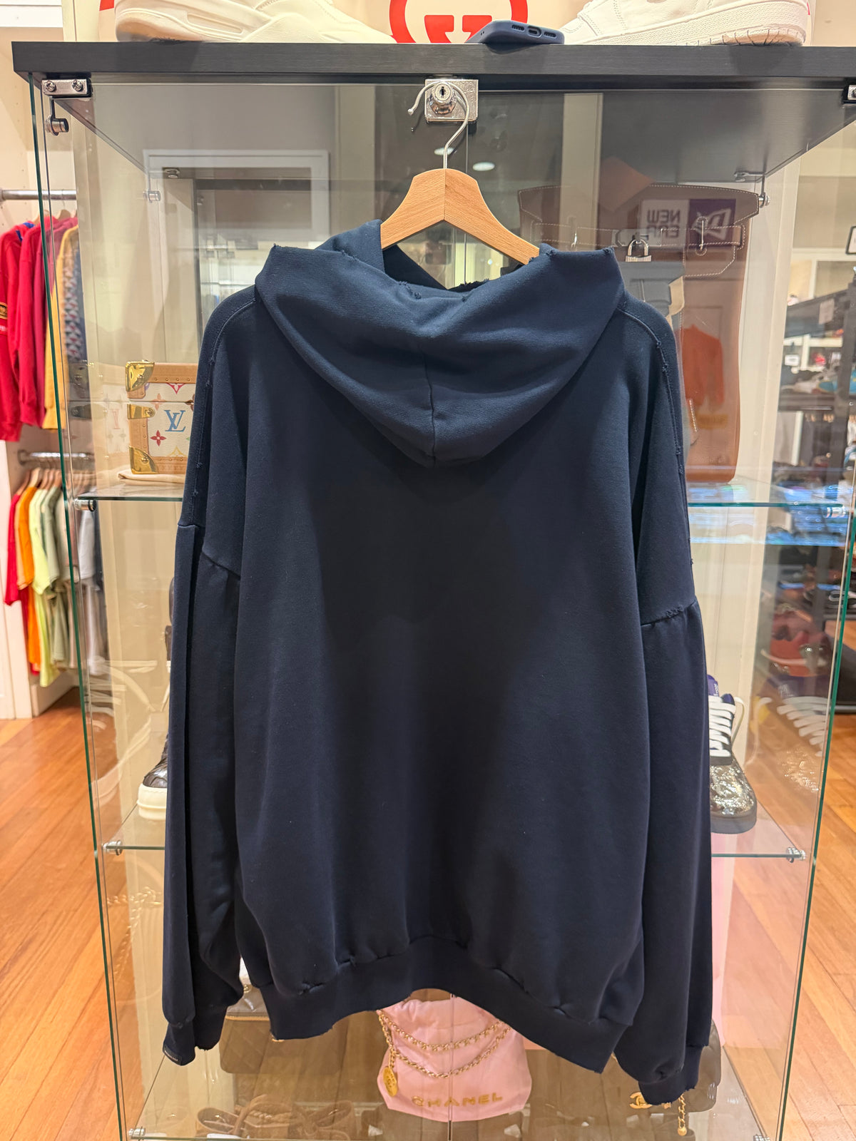 Balenciaga ‘Be Nice’ Distressed Hoodie - Navy