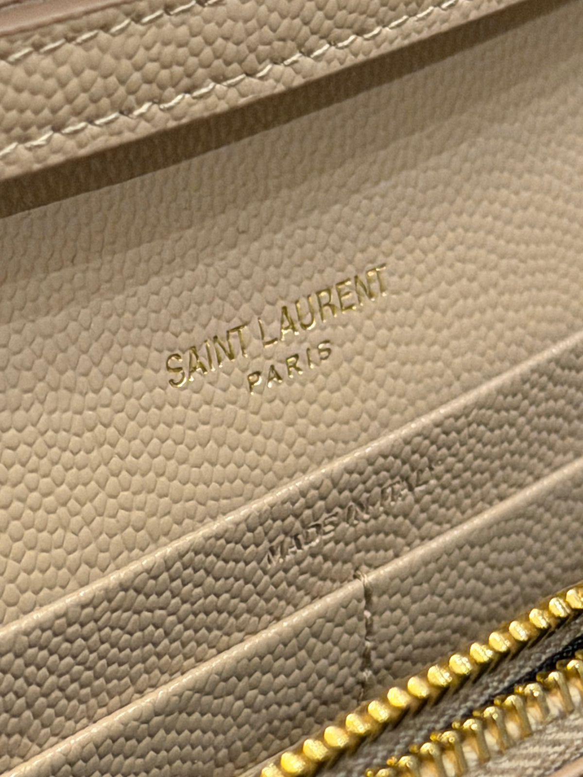 Saint Laurent Cassandre Matelassé Large Flap Wallet - Beige