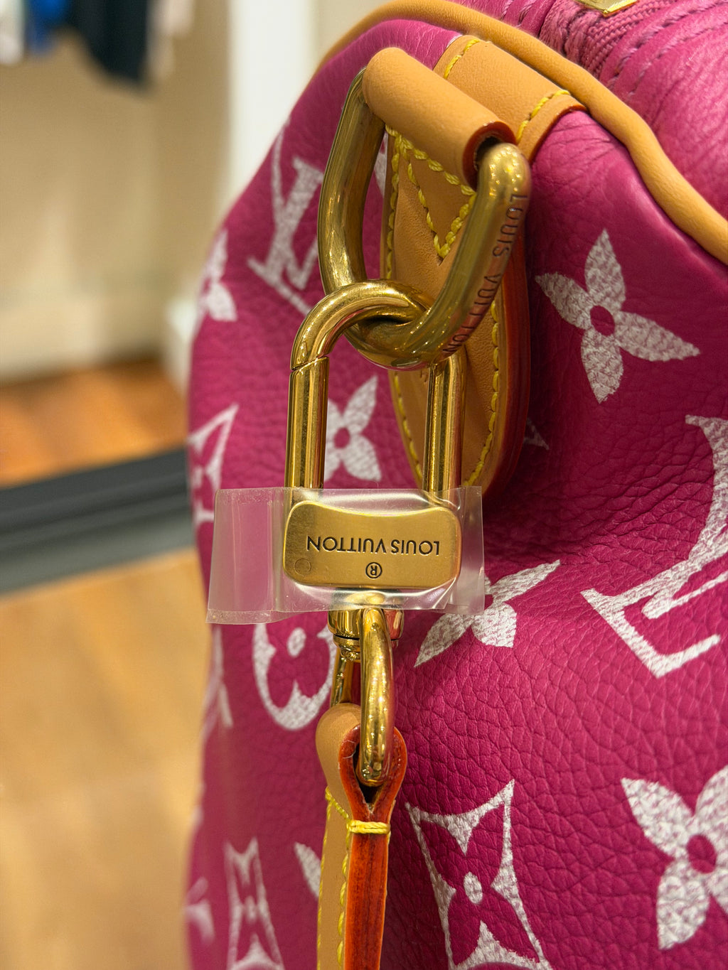 Louis Vuitton P9 Speedy 40 Bandouliere Pink Agate Duffle Bag