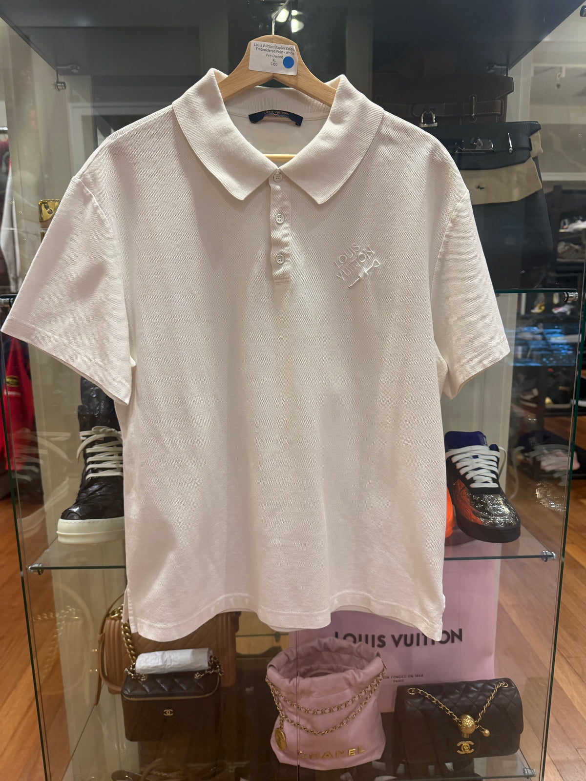 Louis Vuitton Staples Edition.
Embroidered Polo - White