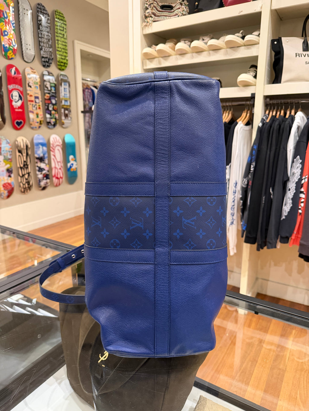 Louis Vuitton Keepall Bandoulière 45 Blue Duffle Bag