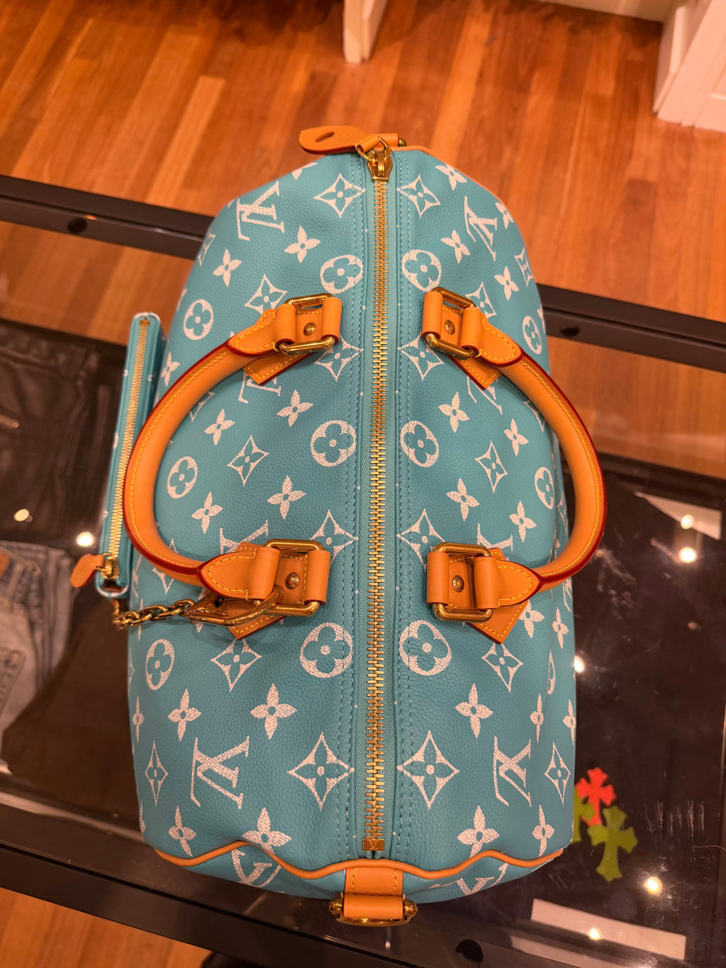 Louis Speedy P9 Bandoulière 40 Turquoise Duffle Bag