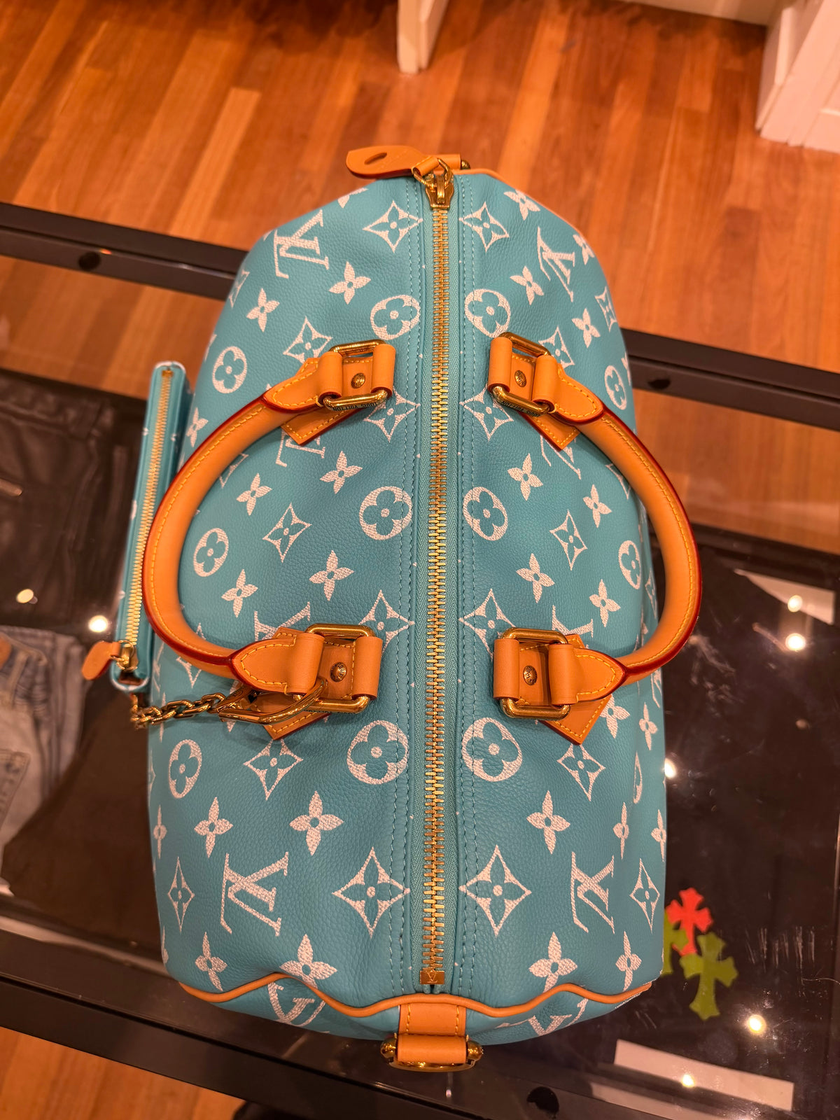 Louis Speedy P9 Bandoulière 40 Turquoise Duffle Bag