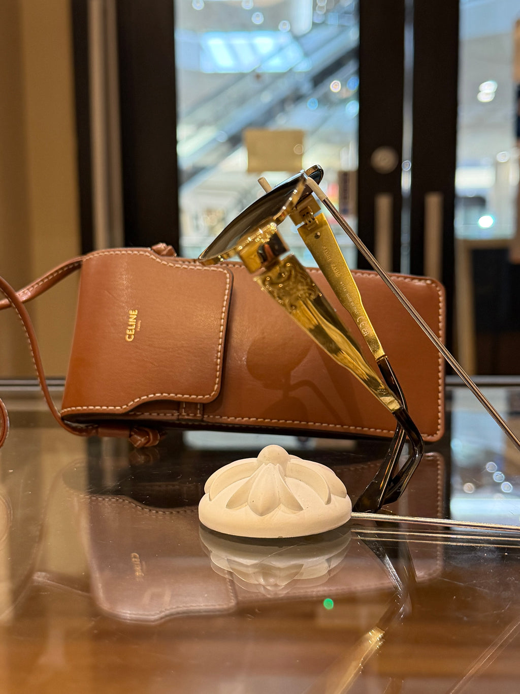 Celine Triomphe CL40235U - Gold Tone With Green Lenses