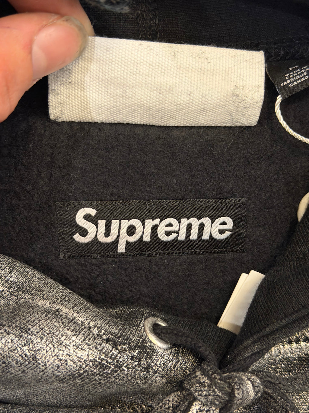 Supreme x MM6 Box Foil Logo Hoodie- Black/Grey