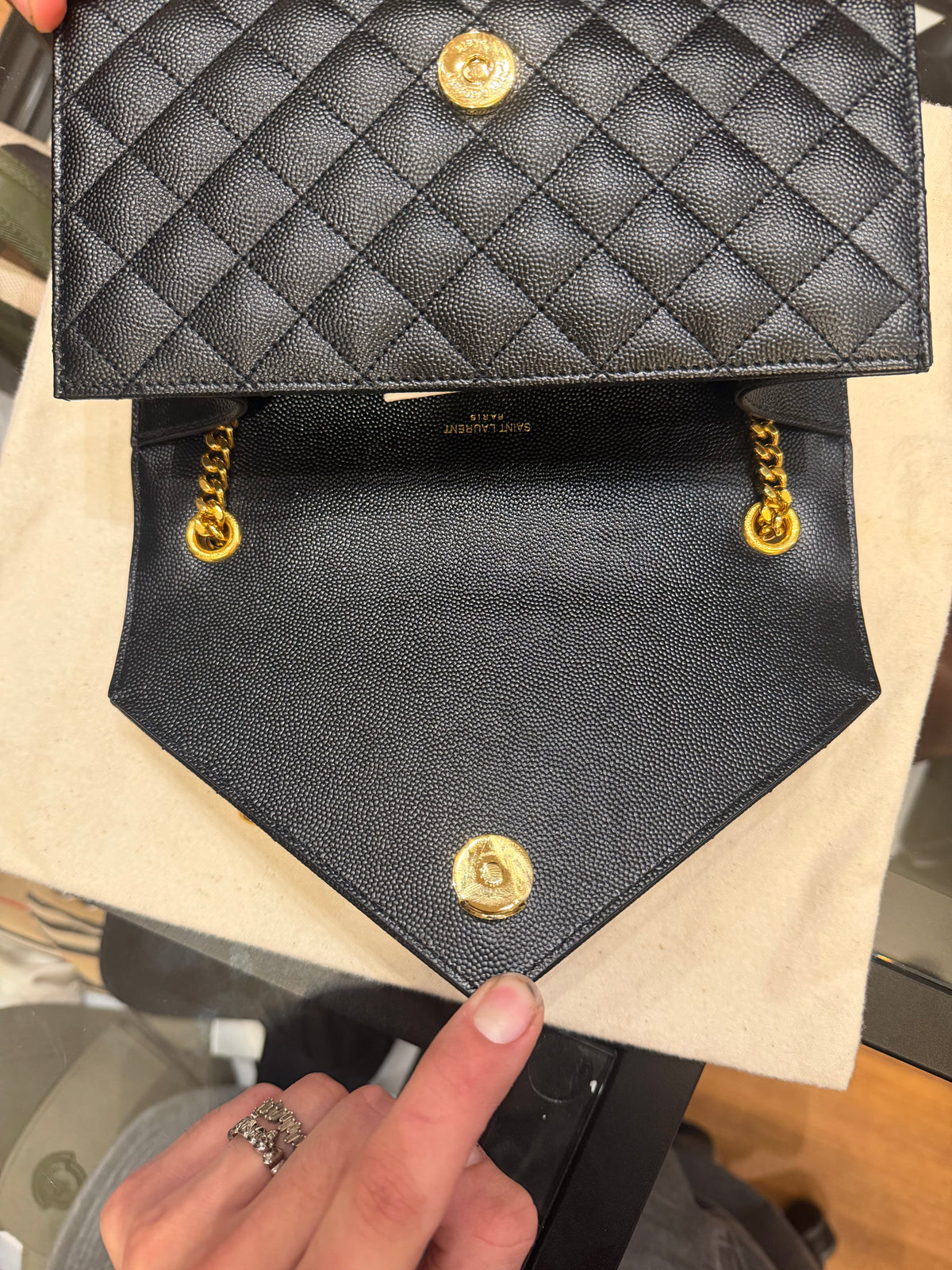 Saint Laurent Small Quilted Envelope Bag - Black