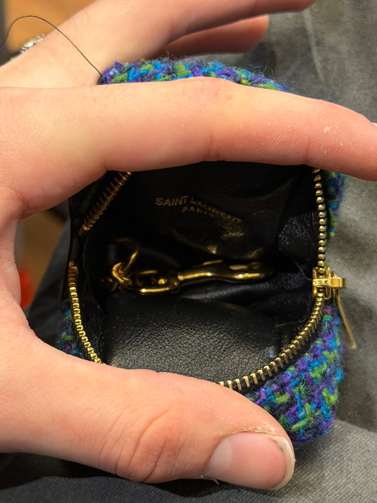Saint Laurent Leather Knitted Keychain/Coin Wallet