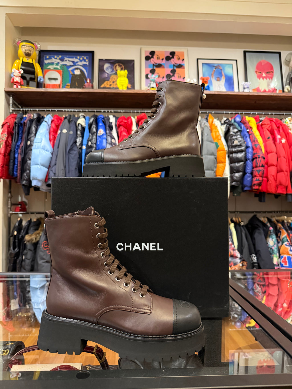 Chanel Calfskin Combat Boots - Dark Brown