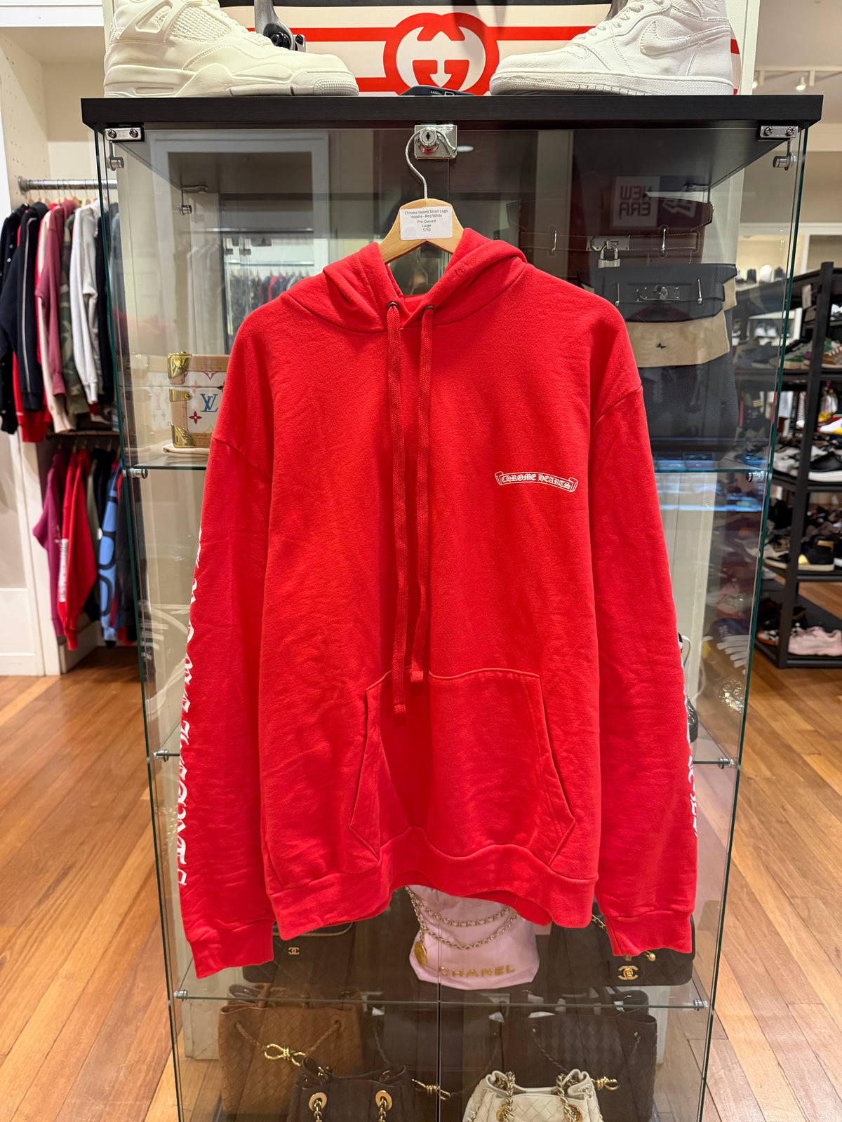 Chrome Hearts Scroll Logo Hoodie - Red/White