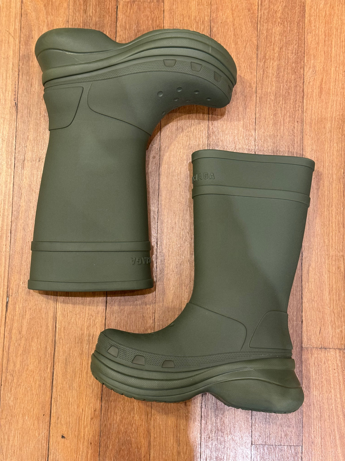 Balenciaga x Crocs Rubber Rain Boots - Olive