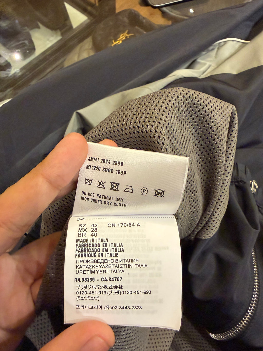 Miu Miu Colorblock Zip Up Windbreaker - Navy/Silver