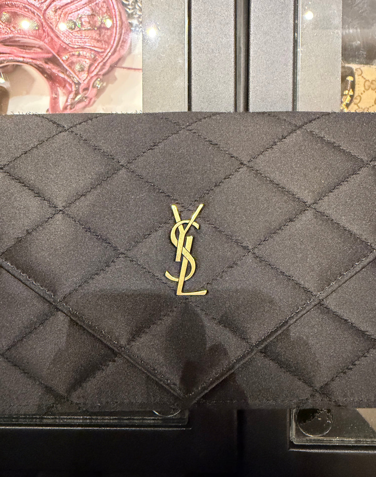Saint Laurent Quilted Satin Chain Wallet