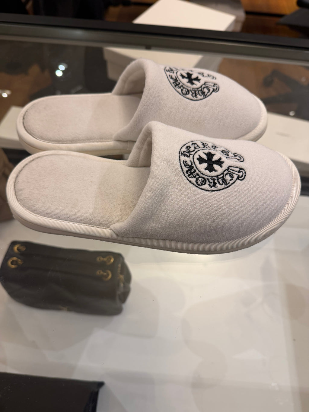Chrome Hearts Logo House Slippers - white