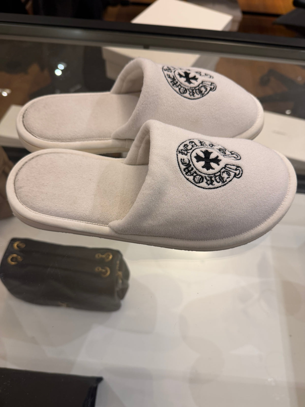 Chrome Hearts Logo House Slippers - white