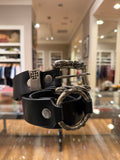 ERD Rose Double Ring Leather Belt - Black