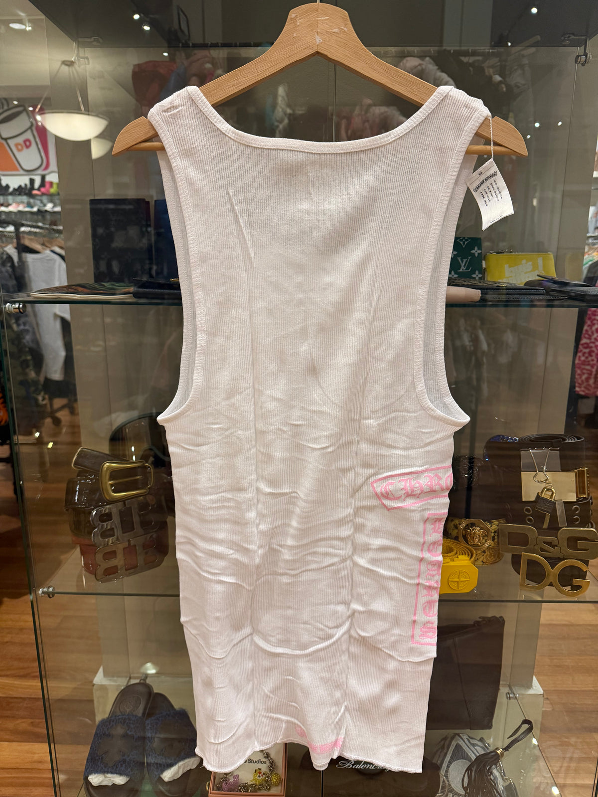 Chrome Hearts T Bar Eye Chart Tank Top - White/Pink
