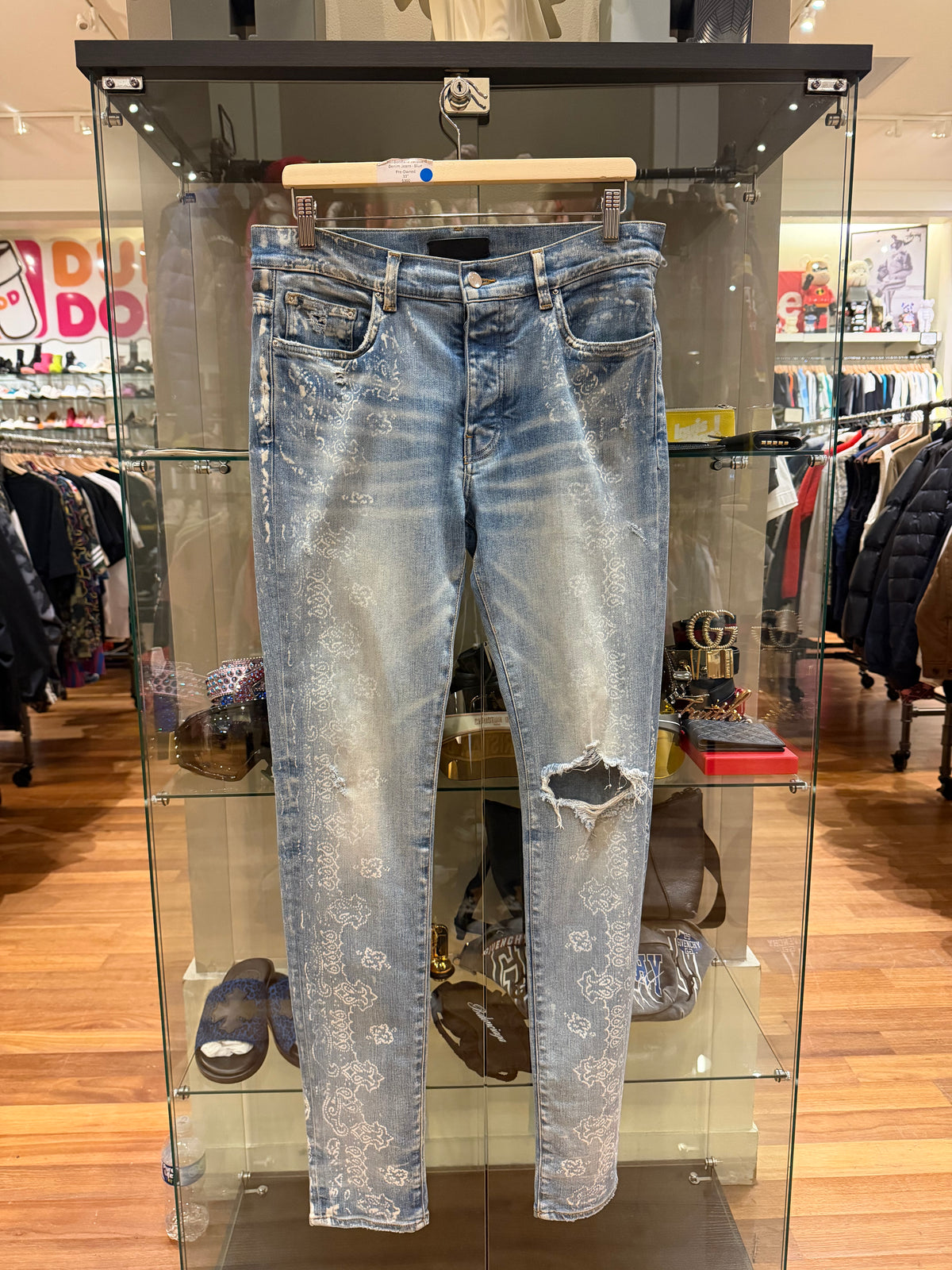 Amiri Bandana Jacquard Denim Jeans - Blue