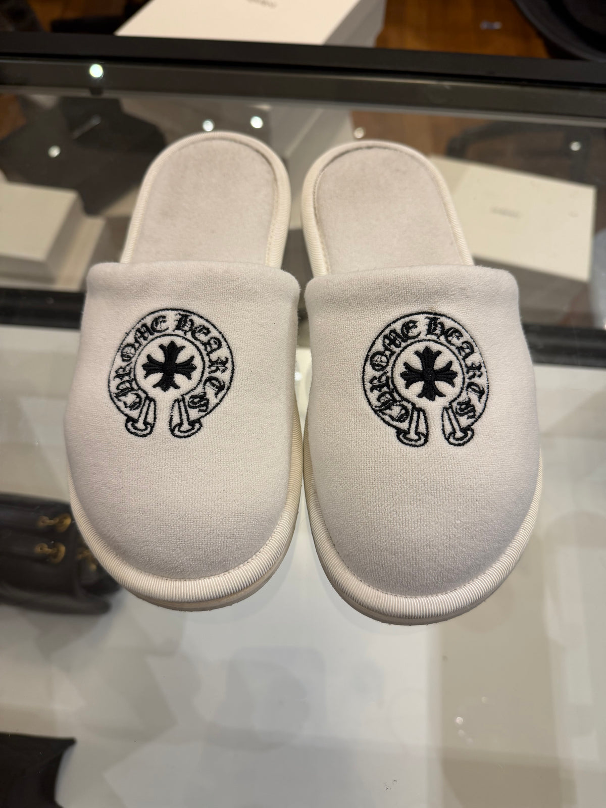 Chrome Hearts Logo House Slippers - white