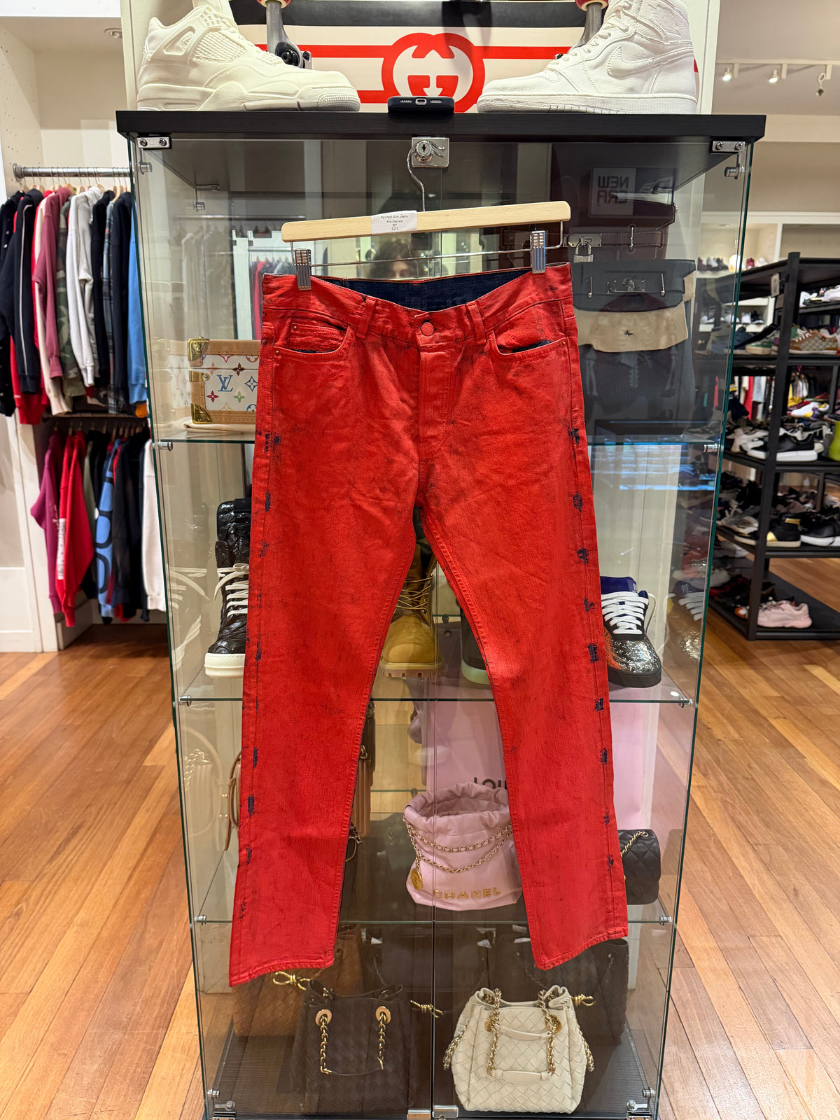 H&M x Maison Margiela Red Painted Slim Jeans