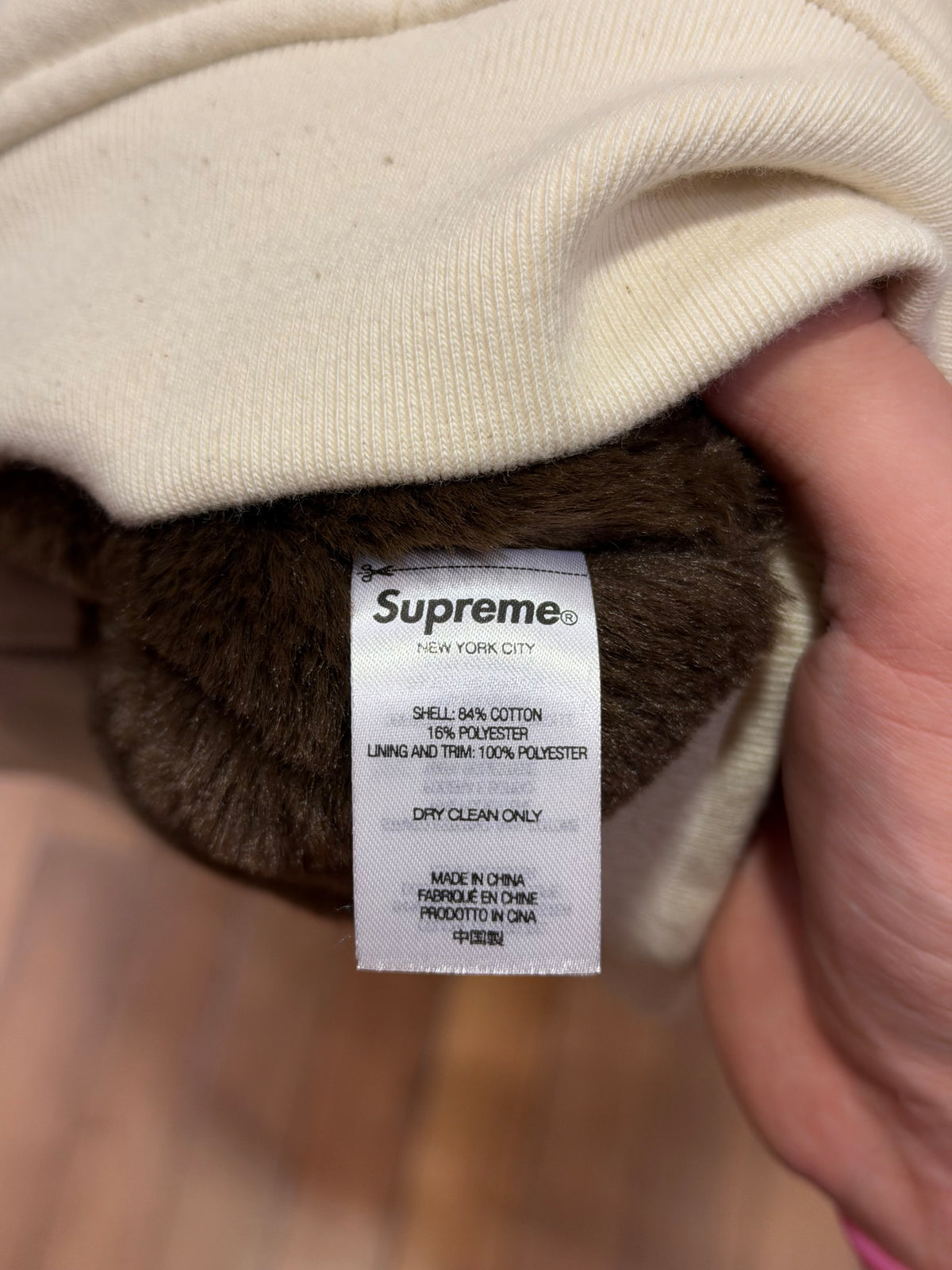 Supreme FW22 Faux Fur Lined Zip Up Jacket - Cream/Natural