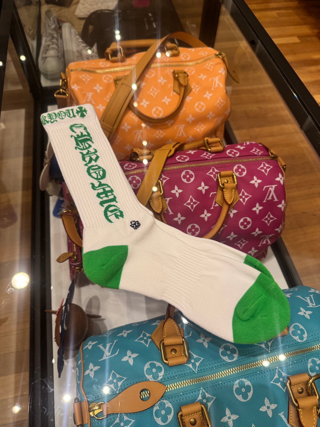 Chrome Hearts Socks - White/Green (M)