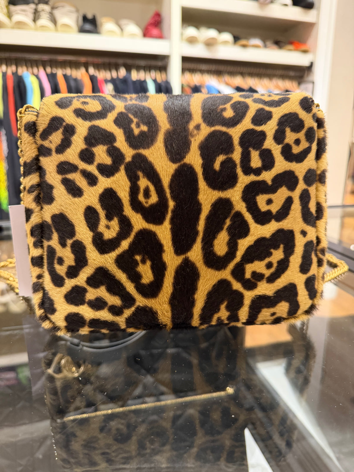 Saint Laurent Kate Leopard Pony Hair Crossbody Bag