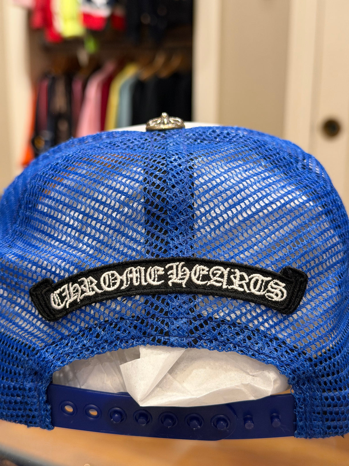 Chrome Hearts Multicolor Cross Cemetery Trucker Hat - Blue