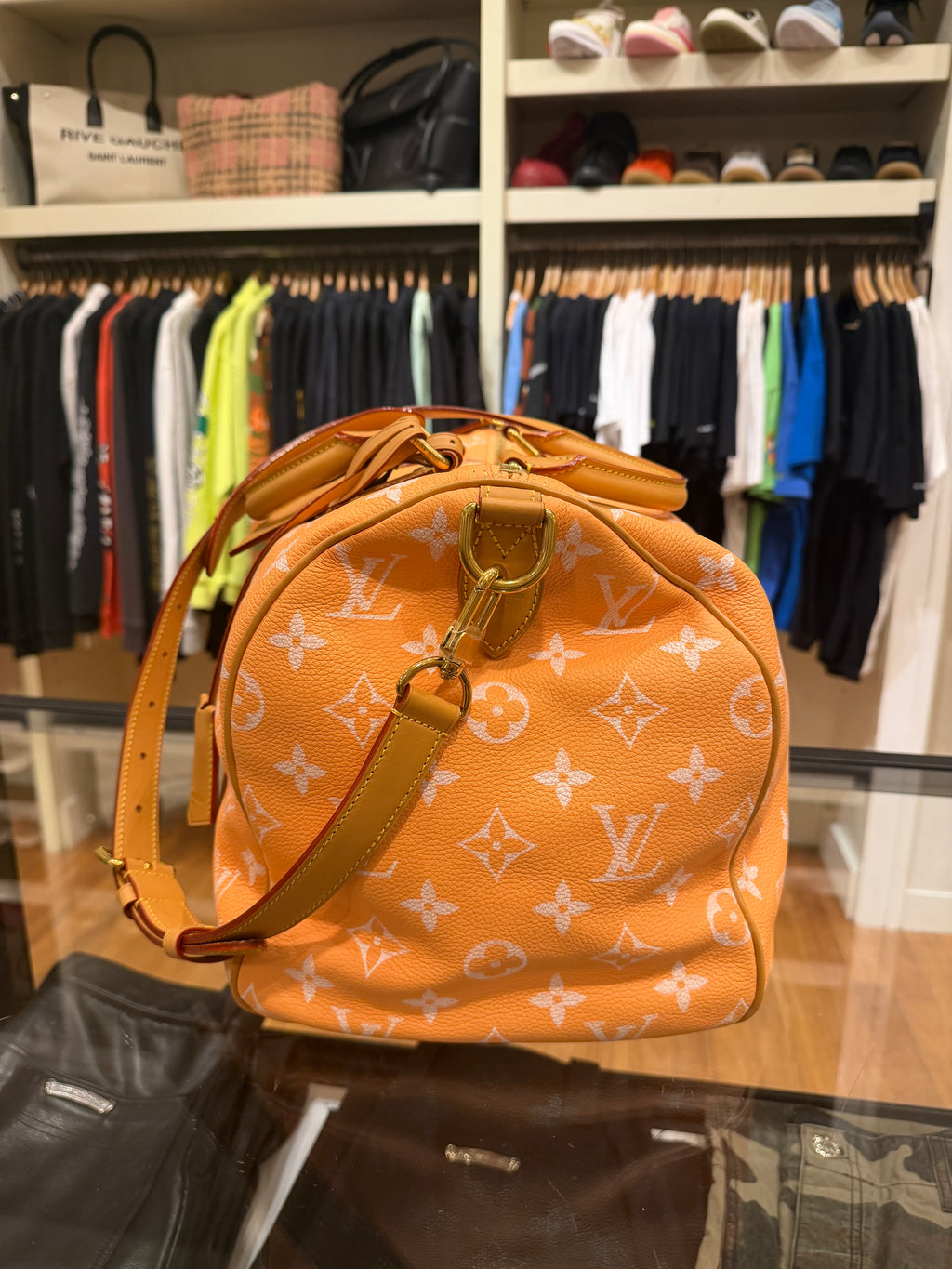 Louis Vuitton P9 Speedy 40 Peach Duffle Bag