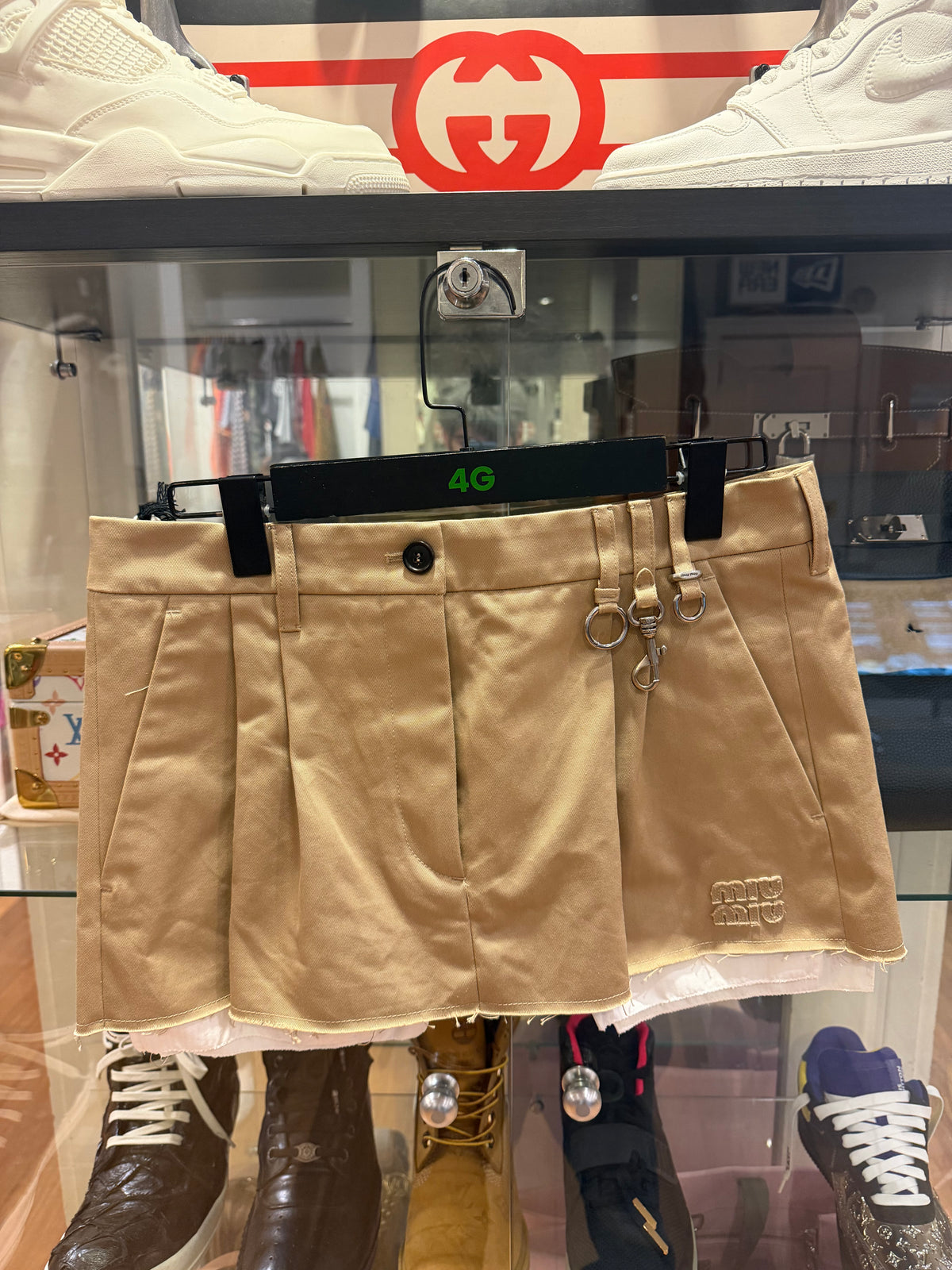 Miu Miu Khaki Embroidered Skirt