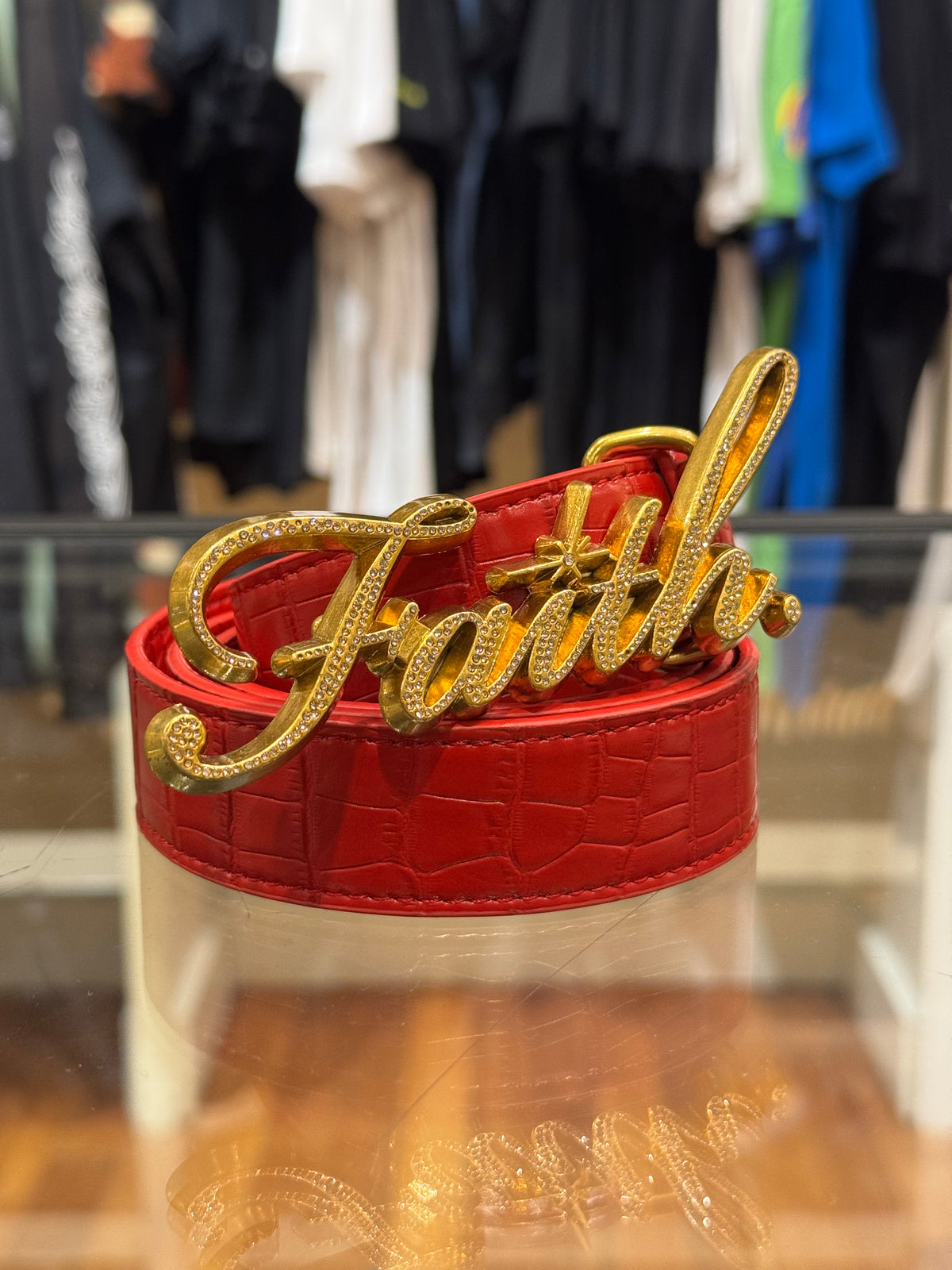 Faith By Luis Red Crocodile Belt