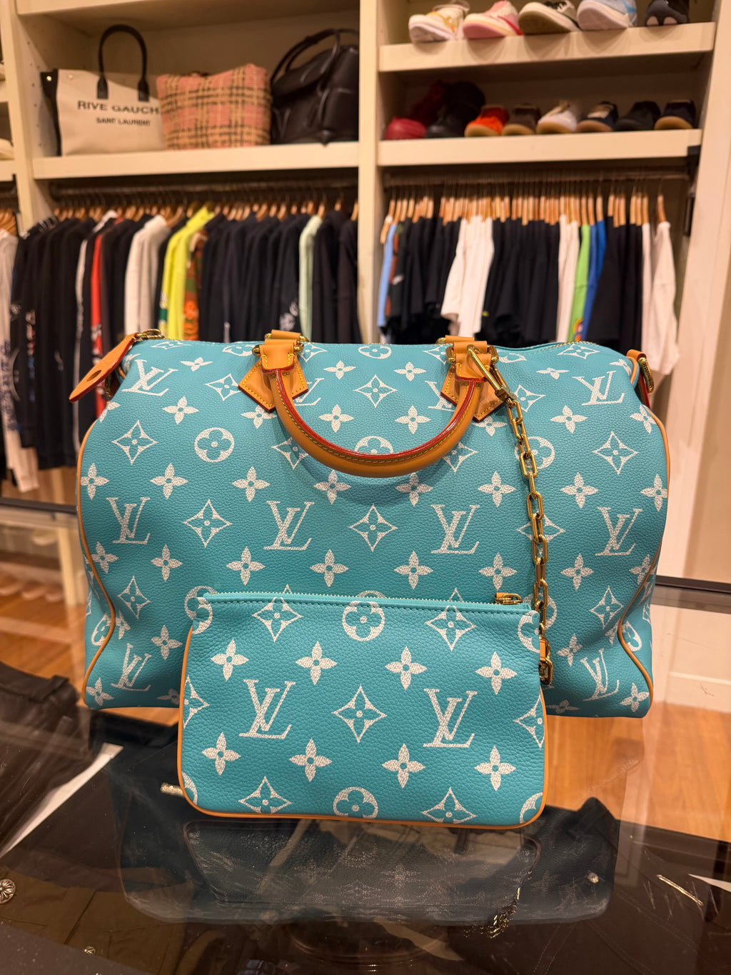Louis Speedy P9 Bandoulière 40 Turquoise Duffle Bag