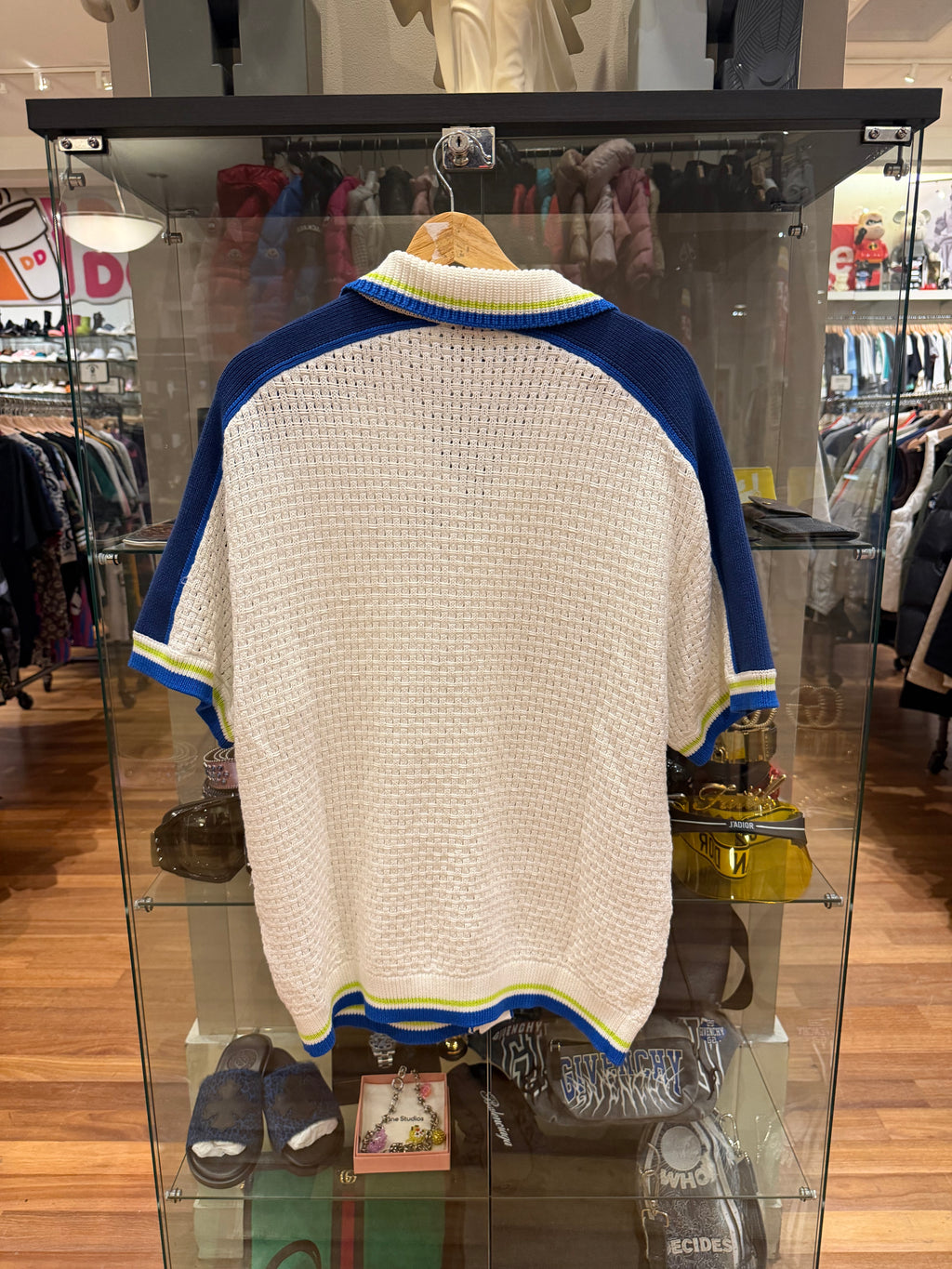 Casa Blanca Crochet SS Button Down Shirt