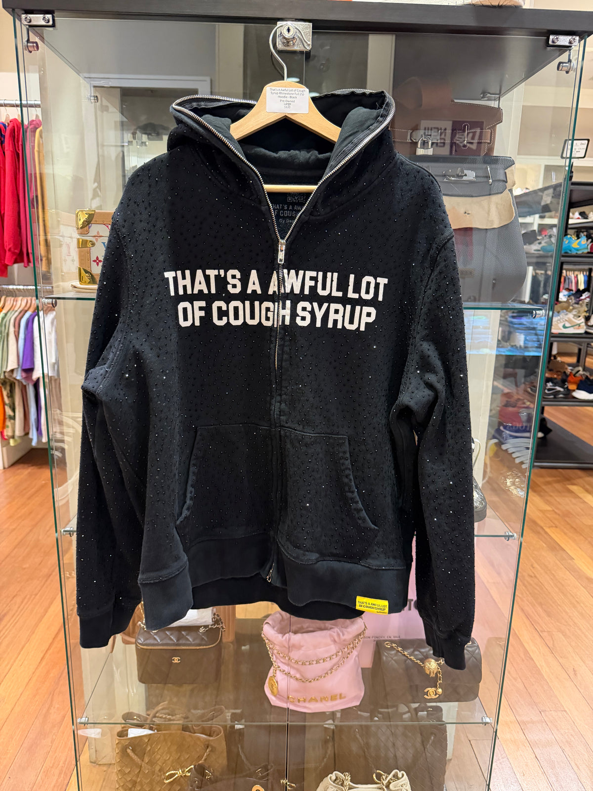 That's A Awful Lot of Cough Syrup Rhinestone Full Zip
Hoodie - Black